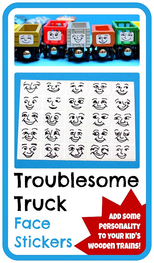 DIY removable Troublesome Truck faces for wooden trains. Any Thomas the Tank Engine fan would love this personality upgrade for these freight cars! Another fun DIY train project from Play Trains! http://play-trains.com