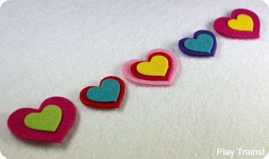 Easy DIY Felt Hearts: fun Valentine's Day freight for wooden trains from Play Trains!