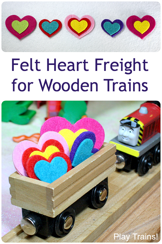 Easy DIY Felt Hearts: fun Valentine's Day freight for wooden trains from Play Trains!