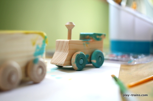 Wooden trains to sales paint