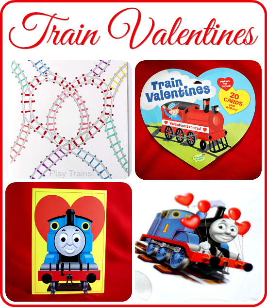 Train Valentines from Play Trains! Includes Thomas & Friends, Dinosaur Train, and steam engine cards. Lots of free printable valentines, too!