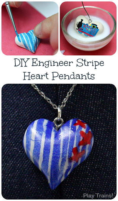 DIY Engineer Stripe Heart Pendants - Train Gifts