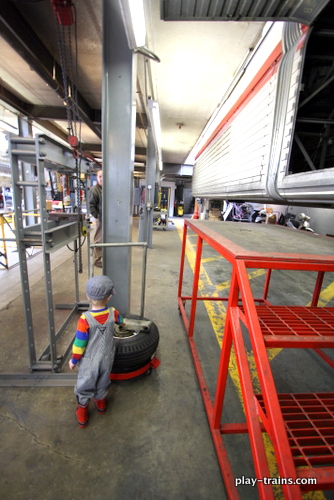 Play Date at the Seattle Monorail @ Play Trains!  Follow the very excited Little Engineer as he meets Monorail Bunny, "drives" the Red Train, "helps" change a monorail tire, and more!
