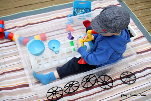 Coal & Water Steam Engine Sensory Bin @ Play Trains!