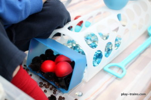 Coal & Water Steam Engine Sensory Bin @ Play Trains!