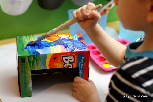 Kids' Crafts for Wooden Trains: Dryer Sheet Box Engine Shed @ Play Trains!
