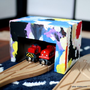 Kids' Crafts for Train Sets: Dryer Sheet Box Engine Shed @ Play Trains!