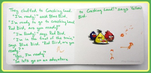 DIY Board Book: a Kid's Favorite Things Mash-up @ Play Trains!  A mom and son make a board book together that combines his two favorite things: trains and Angry Birds.