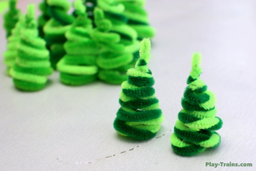 Pipe Cleaner Trees for Wooden Train Layouts @ Play Trains!  Another DIY element we've come up with to add to our toy train set.