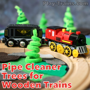 Pipe Cleaner Trees for Wooden Train Layouts @ Play Trains! Another DIY element we've come up with to add to our toy train set.