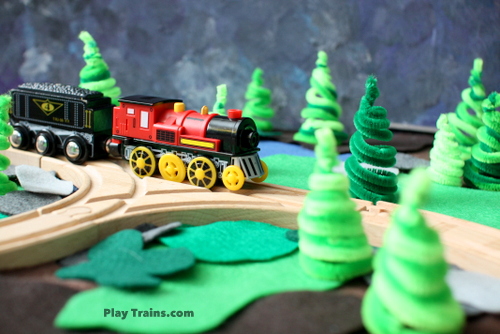 Pipe Cleaner Trees for Wooden Train Layouts @ Play Trains! Another DIY element we've come up with to add to our toy train set.