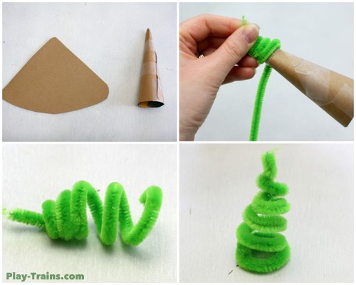 Pipe Cleaner Trees for Wooden Train Layouts @ Play Trains!  Another DIY element we've come up with to add to our toy train set.