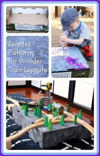 Add excitement and realism to your child's wooden train layouts with this Recycled Cardboard Box Platform for Wooden Trains @ Play Trains!