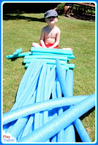 Pool Noodle Train Tracks: Summer Train Fun for Kids @ Play Trains!