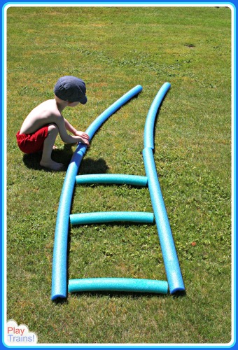 Pool Noodle Train Tracks: Summer Train Fun for Kids @ Play Trains!