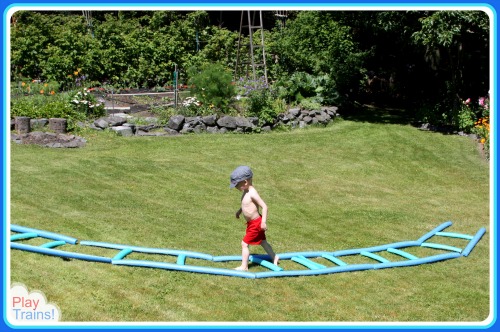 Pool Noodle Train Tracks: Summer Train Fun for Kids @ Play Trains!