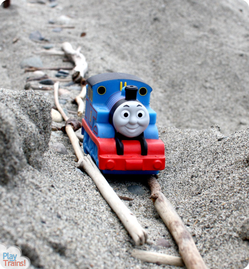 Sand Tracks: Learning with Trains at the Beach @ Play Trains! This activity combines art, science, and sensory play, demonstrating one of the technical pages between chapters in the first book of the Peter's Railway series.  These books are perfect for train-loving children of any age!