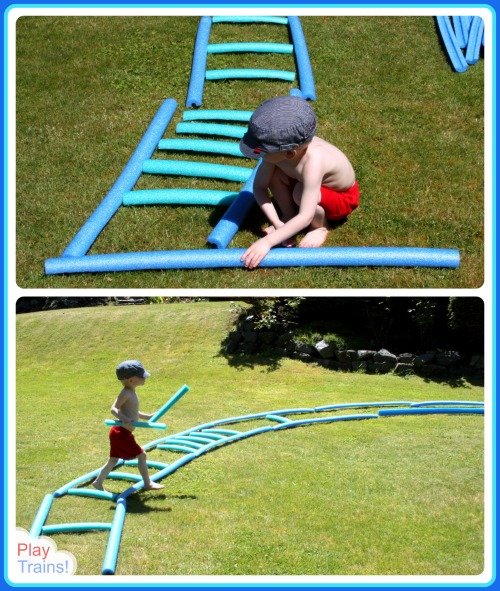 Pool Noodle Train Tracks: Summer Train Fun for Kids @ Play Trains!