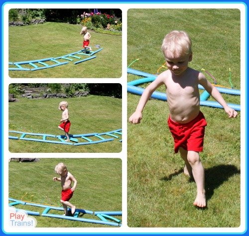 Pool Noodle Train Tracks: Summer Train Fun for Kids @ Play Trains!