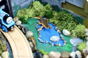 DIY Zoo Set for Wooden Trains @ Play Trains! Our train twist on the Jungle Diorama from Jo-ann's Cape Discovery summer crafting challenge. #summerofjoann