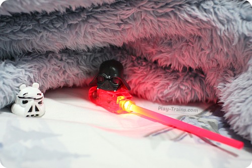 DIY Mini Lightsabers @ Play Trains! http://play-trains.com/diy-mini-lightsabers-kids-craft/  A quick and easy kids' craft, these lightsabers are perfect for Star Wars birthday parties, stuffed animal movie reenactments, or simply waving around and making VWOOOM, VWOOOM sounds.