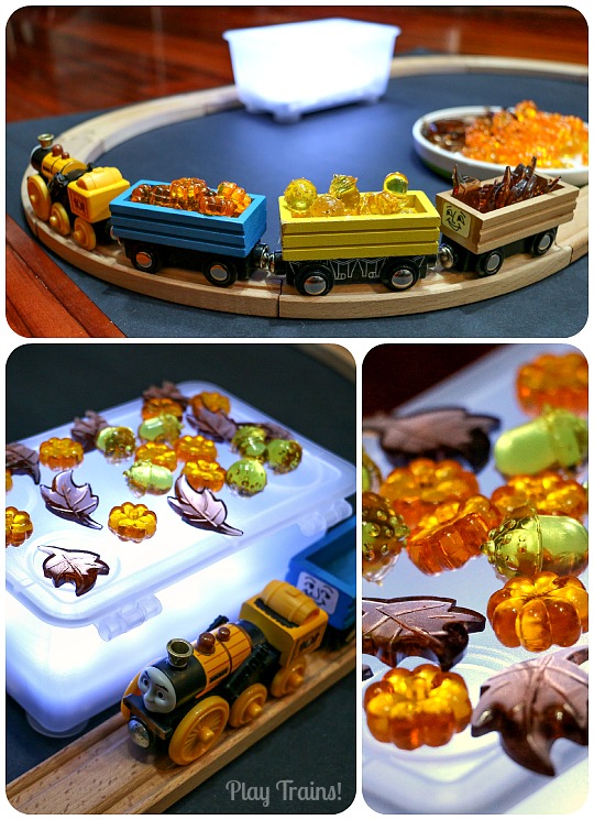 October Moon Halloween Train Play @ Play Trains! Plus thoughts on working trains into invitations to play.