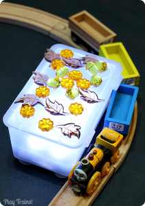 Fall Freight Light Box Train Play: working trains into a simple invitation to play @ Play Trains!