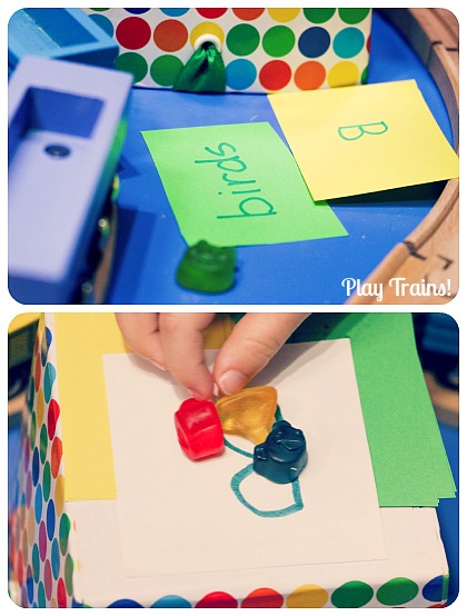 Candy Train Game from Play Trains! An open-ended counting and letter-recognition game to play with toy trains.