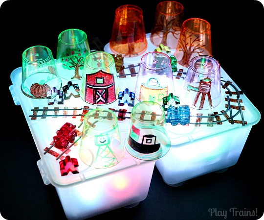 Story Cups for Light Play from Play Trains!