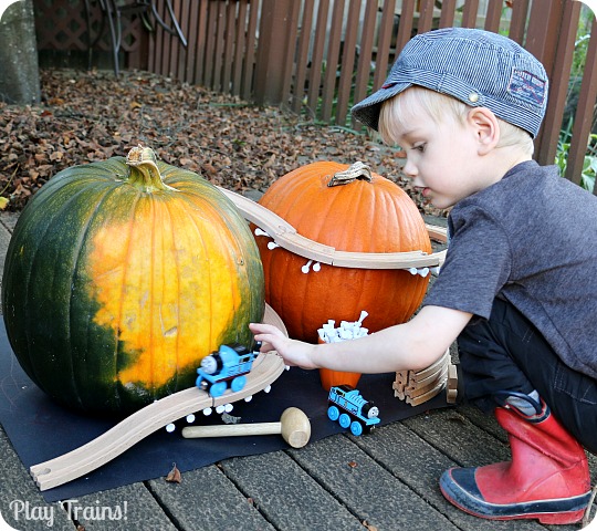 Pumpkin Mountain Railroad Building: a Halloween Train Activity from Play Trains!