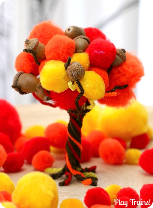 Fall Tree Pom Pom Painting - Kids Activity Zone