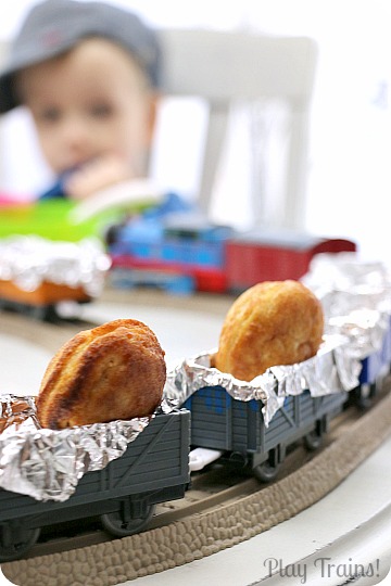 Holiday Breakfast Train -- fun and yummy train play for Christmas morning, birthdays, or other special occasions from Play Trains!