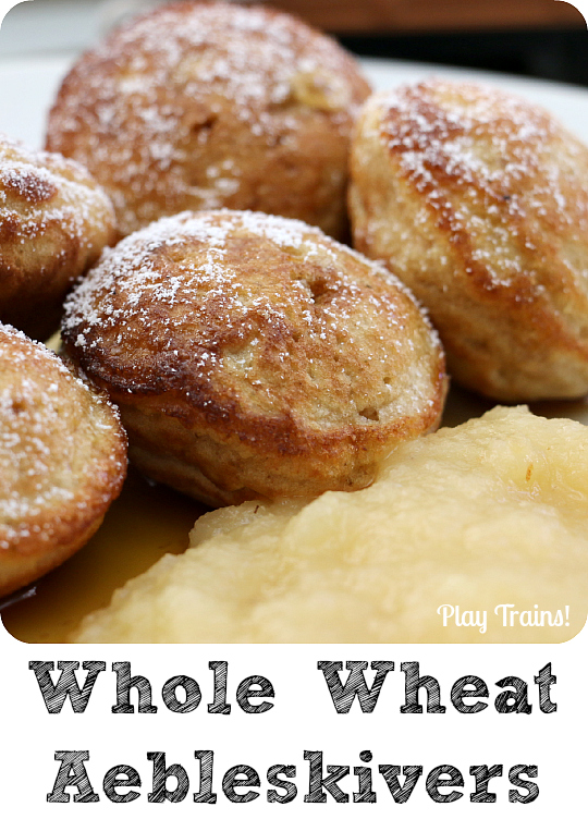 Whole Wheat Aebleskivers from Play Trains! A healthier update to an old family recipe for these Danish round pancakes.