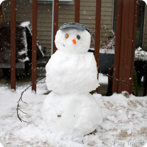 Winter Train Activities for Kids: Building a Train Engineer Snowman from Play Trains!
