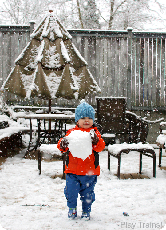 Winter Train Activities for Kids: Building a Train Engineer Snowman from Play Trains!