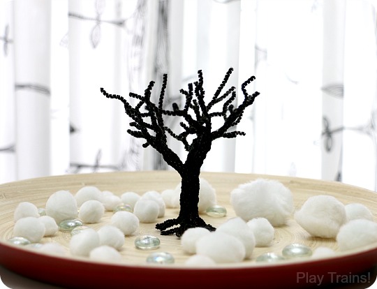 Winter Pom Pom Trees for Train Sets and Other Small Worlds from Play Trains!