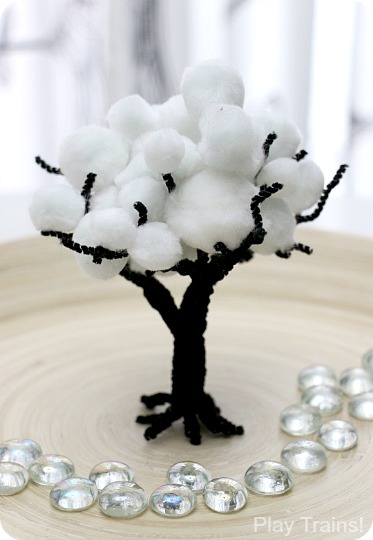 Winter Pom Pom Trees for Train Sets and Other Small Worlds from Play Trains!