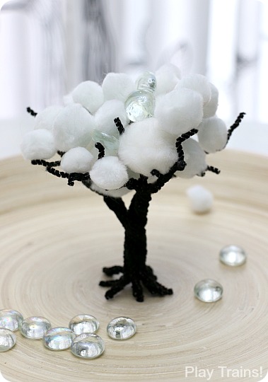 Winter Pom Pom Trees for Train Sets and Other Small Worlds from Play Trains!