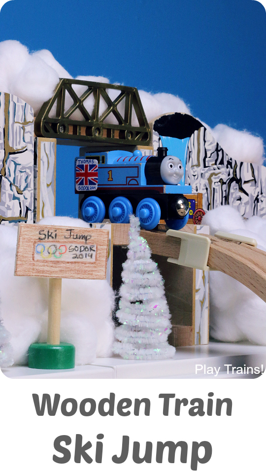 Wooden Train Ski Jump -- Winter Olympics Activities for Kids from Play Trains!