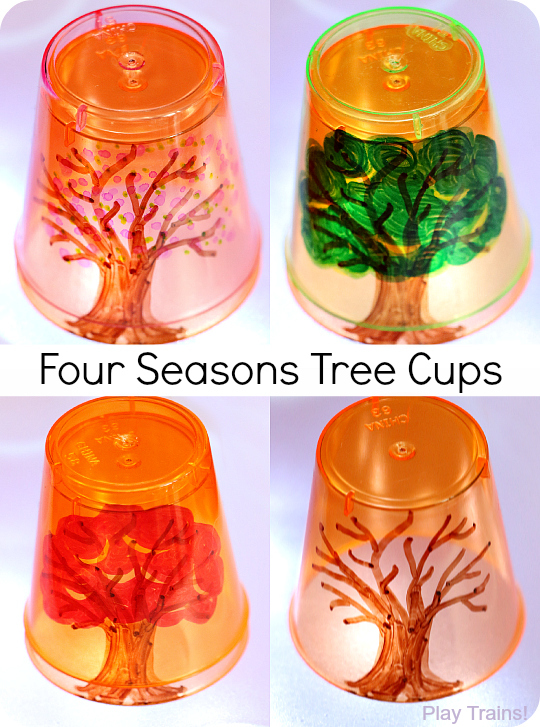 Four Seasons Tree Cups for Light Play from Play Trains!