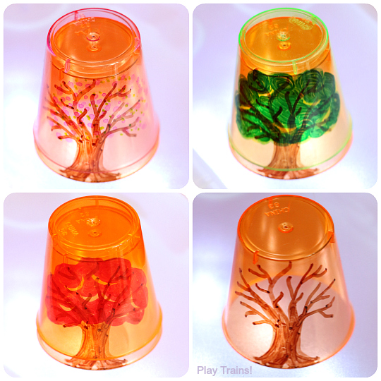 Four Seasons Tree Cups for Light Play from Play Trains!