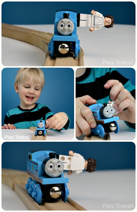 Simple tricks for Lego minifigures to ride wooden trains without falling off -- from Play Trains!