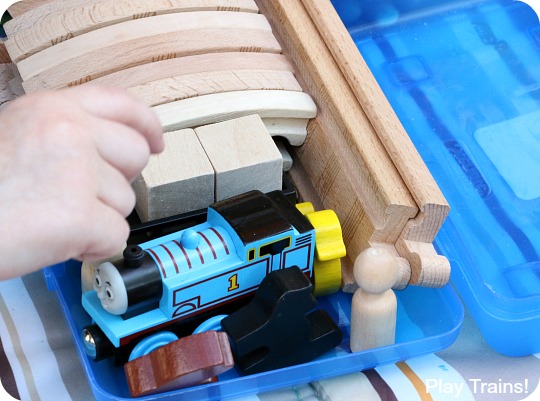 Pencil Box Wooden Train Set: a portable, travel-friendly way to bring wooden trains on adventures from Play Trains!