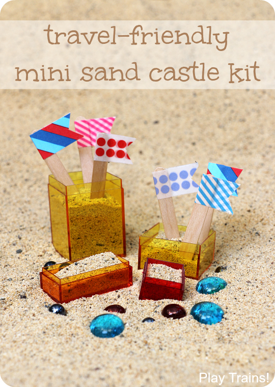 Travel-Friendly Mini Sand Castle Kit -- perfect for travel with kids, as a bon voyage gift, or as a beach birthday party or wedding favor!