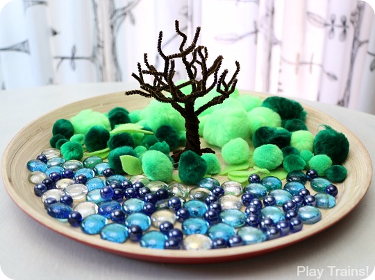 Summer Pom Pom Tree Craft and Fine Motor Activity from Play Trains!
