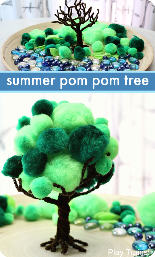 Summer Pom Pom Tree Craft and Fine Motor Activity from Play Trains!