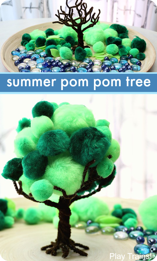 PomPom Fall Tree Art Process - Our Kid Things