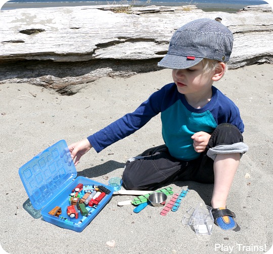 Customize this travel-friendly mini sand play set to match your child's interests!