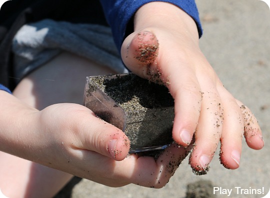 Customize this travel-friendly mini sand play set to match your child's interests!