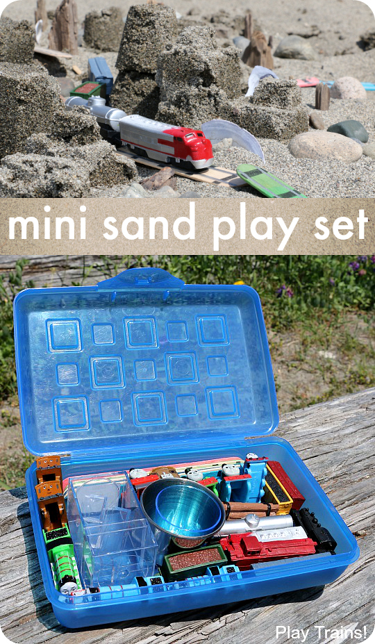 Customize this travel-friendly mini sand play kit to match your child's interests!